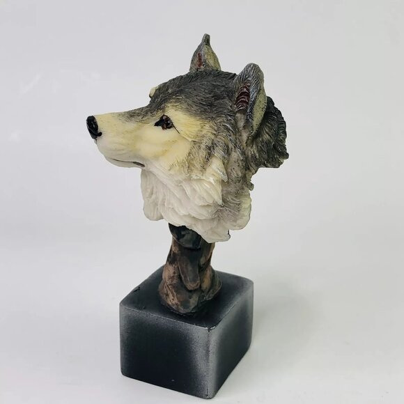 Wolf Head Sculpture Figure Resin 4" Tall Gray Wild Animal statue Figurines Gift - Picture 3 of 5